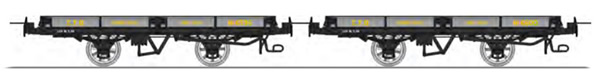 REE Modeles VM-018 - Set of 2 Flat Wagon with brakes, Grey / Black steel Hv 6596 and Hv 6600